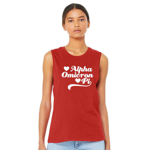 Alpha Omicron Pi Alpha Omicron Pi Tail Heart Bella + Canvas Muscle Tank