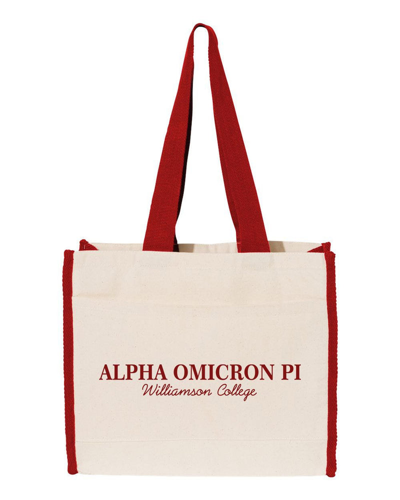 Alpha Omicron Pi Tote With Contrast Color Handles Alpha Omicron Pi Tote with Contrast-Color Handles