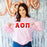 Printify Alpha Omicron Pi Two Tone Lettered Crew Sweatshirts Alpha Omicron Pi Two Tone Lettered Crew Sweatshirts