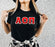 Alpha Omicron Pi Two Toned Greek Lettered T Shirts Alpha Omicron Pi Two Toned Greek Lettered T-shirts
