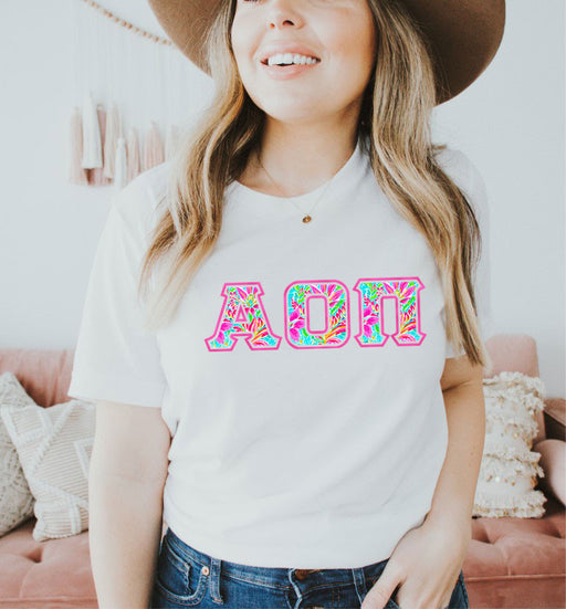 Alpha Omicron Pi Alpha Omicron Pi Floral Letter Tees