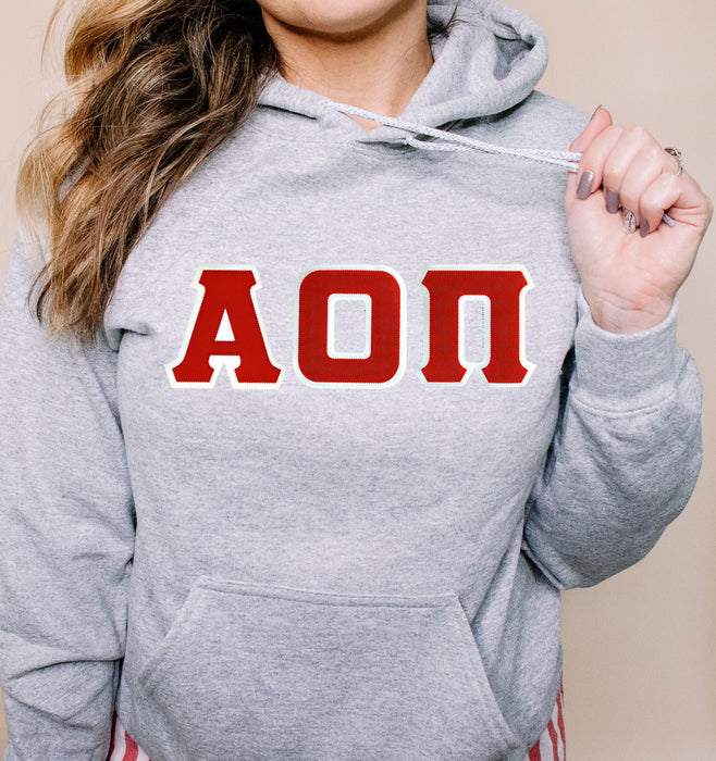 Alpha Omicron Pi Custom Twill Hooded Sweatshirt Alpha Omicron Pi Custom Twill Hooded Sweatshirt