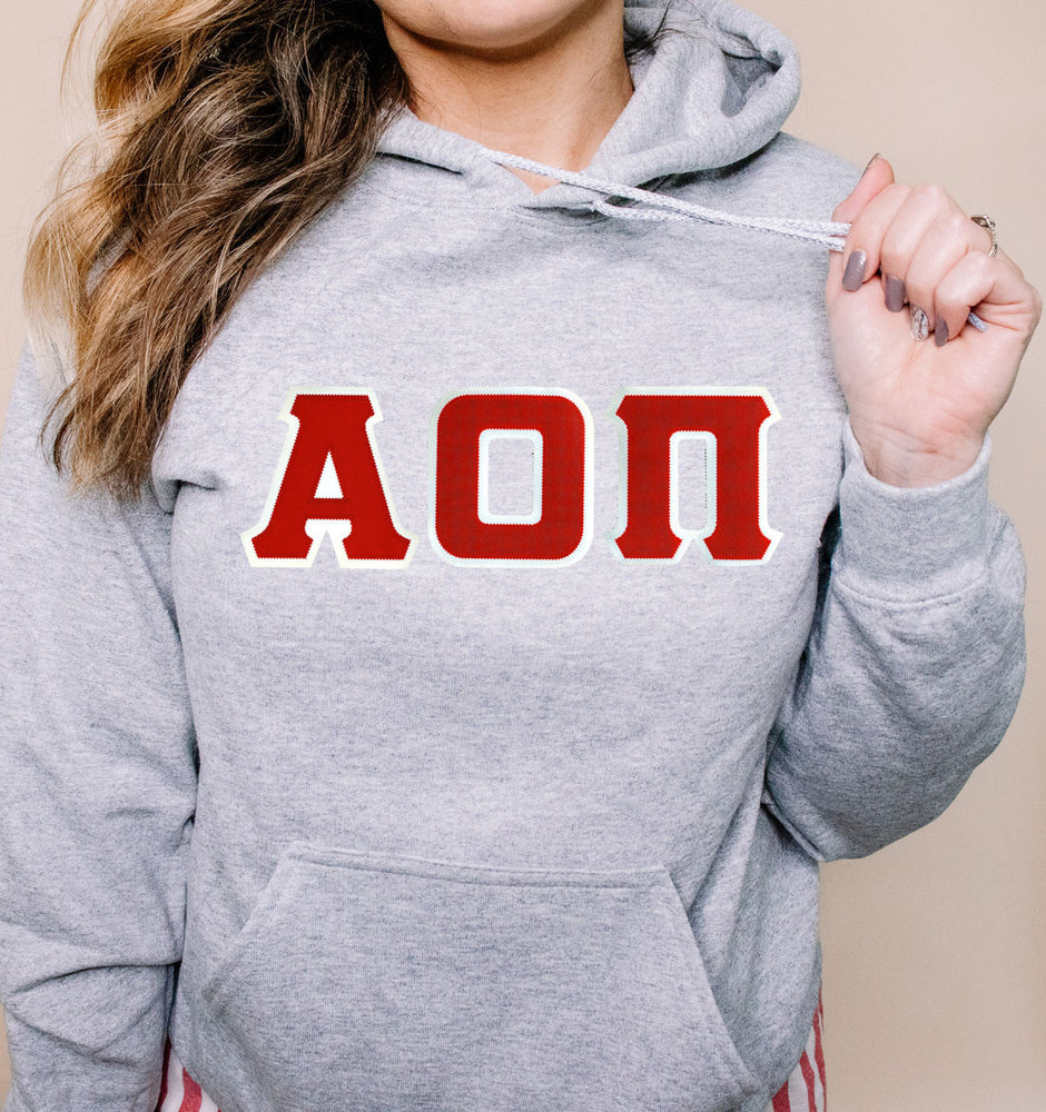 Alpha Omicron Pi Custom Twill Hooded Sweatshirt Alpha Omicron Pi Custom Twill Hooded Sweatshirt
