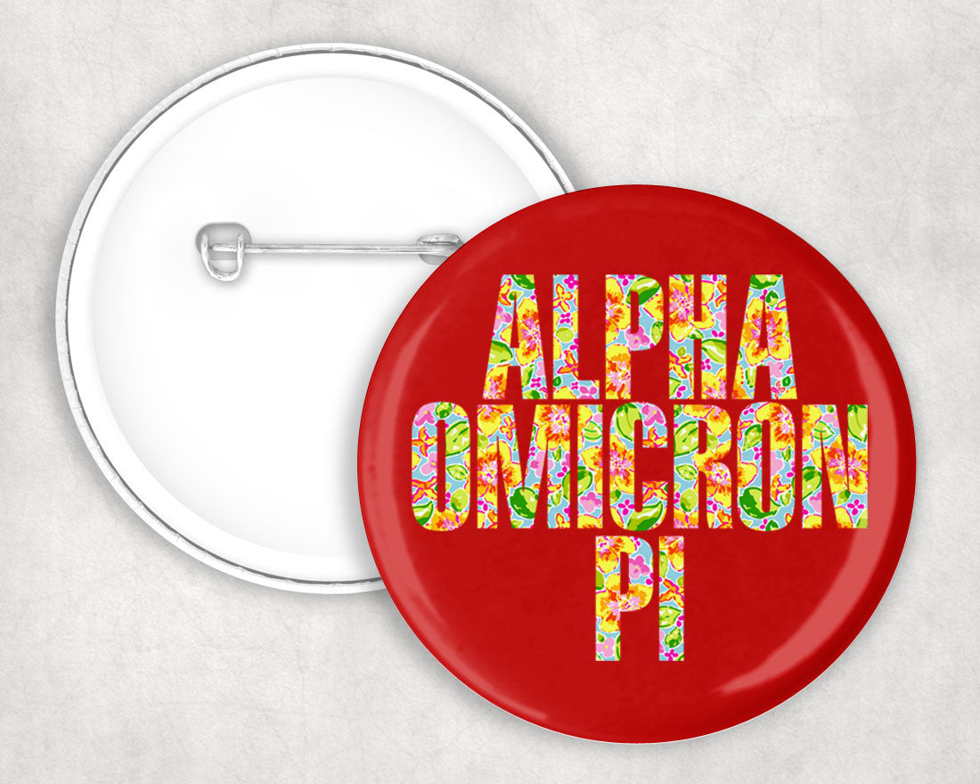 Alpha Omicron Pi Floral Pin Buttons Alpha Omicron Pi Floral Pin Buttons