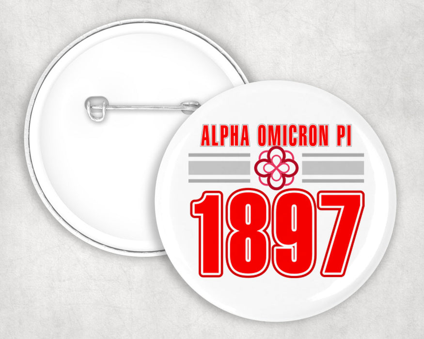 Alpha Omicron Pi Stripe Est Pin Buttons Alpha Omicron Pi Stripe Established Pin Buttons