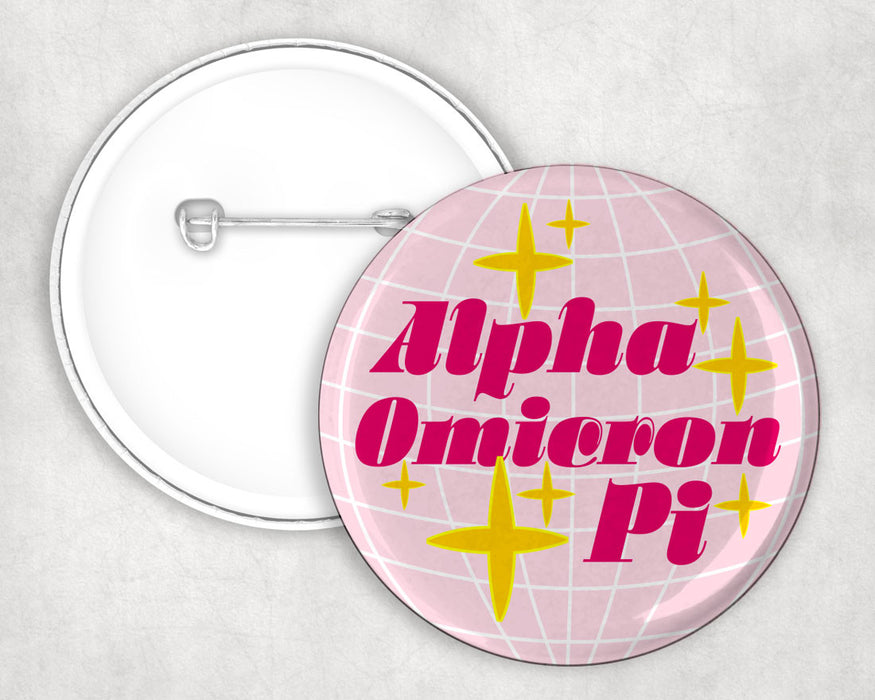 Alpha Omicron Pi Disco Pin Buttons Alpha Omicron Pi Disco Pin Buttons
