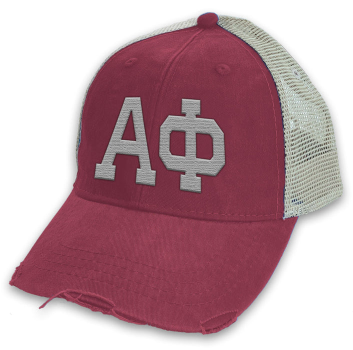 Alpha Phi Distressed Trucker Hat Alpha Phi Distressed Trucker Hat