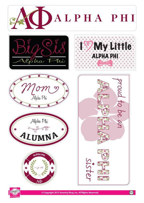 Alpha Phi Family Sticker Sheet Alpha Phi Family Sticker Sheet