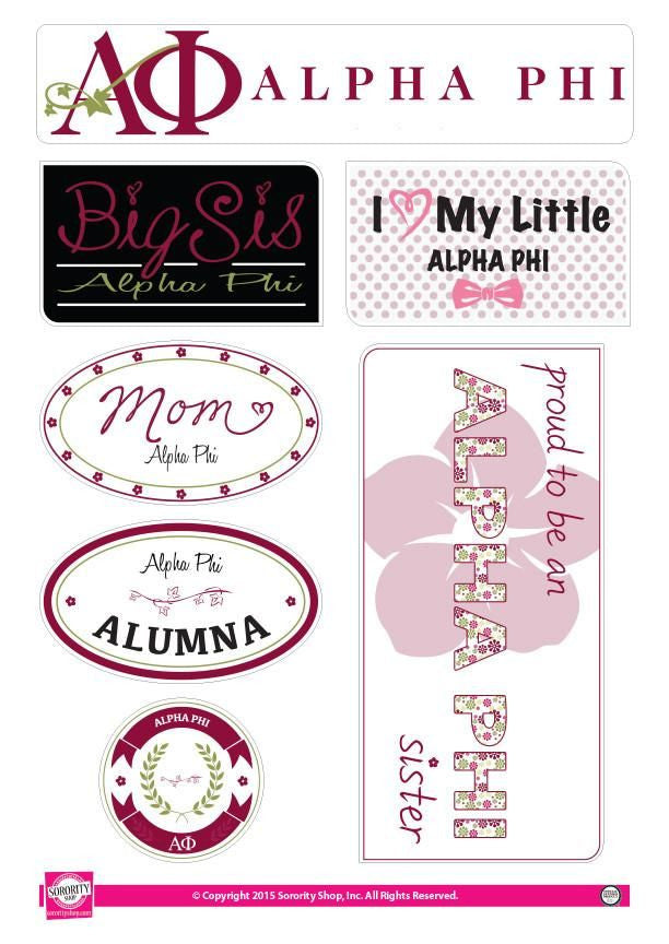 Alpha Phi Family Sticker Sheet Alpha Phi Family Sticker Sheet