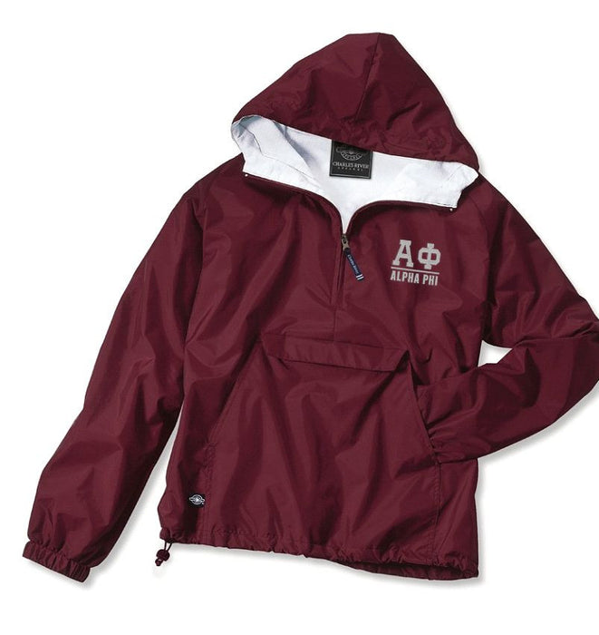 Alpha Phi Greek Letter Anoraks Alpha Phi Greek Letter Windbreaker Pullovers