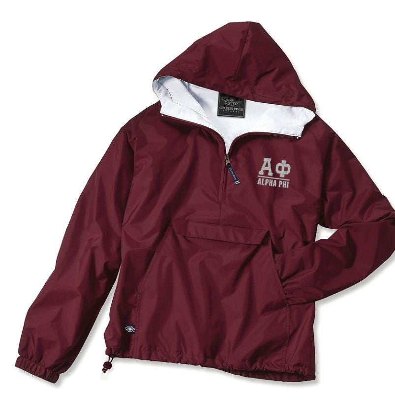 Alpha Phi Greek Letter Anoraks Alpha Phi Greek Letter Windbreaker Pullovers