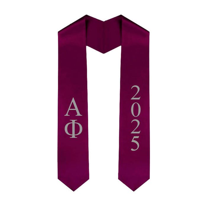 Alpha Phi Greek Lettered Graduation Sash Stole With Year Best Value Alpha Phi Greek Lettered Graduation Sash Stole With Year - Best Value