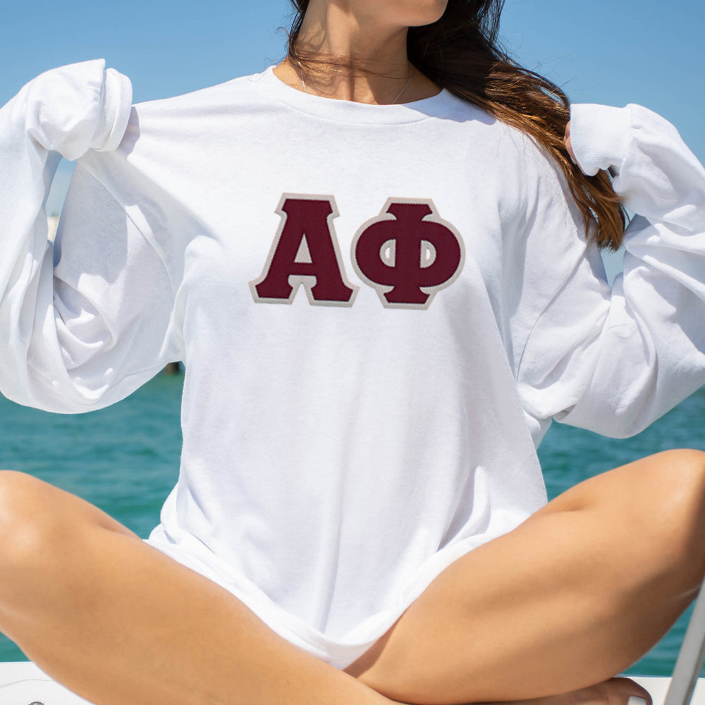 Alpha Phi Lettered Long Sleeve Shirt Alpha Phi Lettered Long Sleeve Shirt