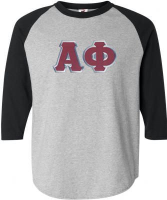 Discount Alpha Phi Lettered Raglan Shirt DISCOUNT-Alpha Phi Lettered Raglan Shirt