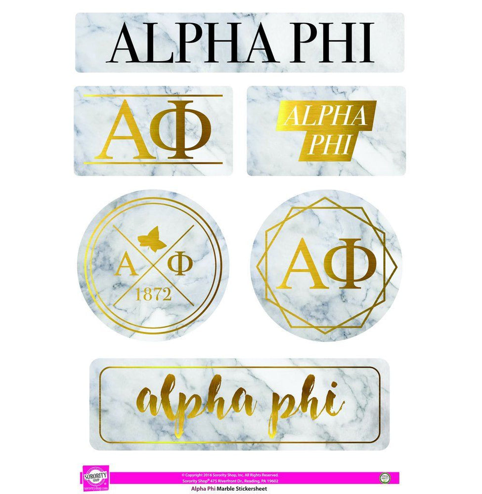 Alpha Phi Marble Sticker Sheet Alpha Phi Marble Sticker Sheet