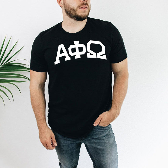 Alpha Phi Omega Arched Greek Letter T Shirt Alpha Phi Omega Arched Greek Letter T-Shirt