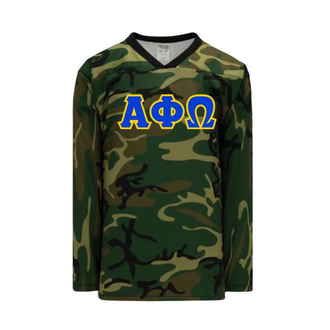 Alpha Phi Omega Camouflage Lettered Hockey Jersey Alpha Phi Omega Camouflage Lettered Hockey Jersey