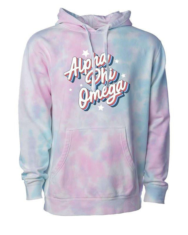 Printify Alpha Phi Omega Cotton Candy Tie Dyed Hoodie Alpha Phi Omega Cotton Candy Tie - Dyed Hoodie