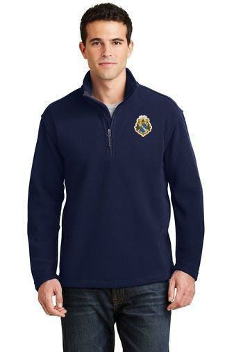 Discount Alpha Phi Omega Crest Shield Patch 1/4 Zip Pullover DISCOUNT-Alpha Phi Omega Crest - Shield Patch 1/4 Zip Pullover