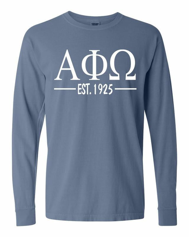 Alpha Phi Omega Custom Long Sleeve T Shirt Comfort Colors Alpha Phi Omega Custom Long Sleeve T-shirt - Comfort Colors