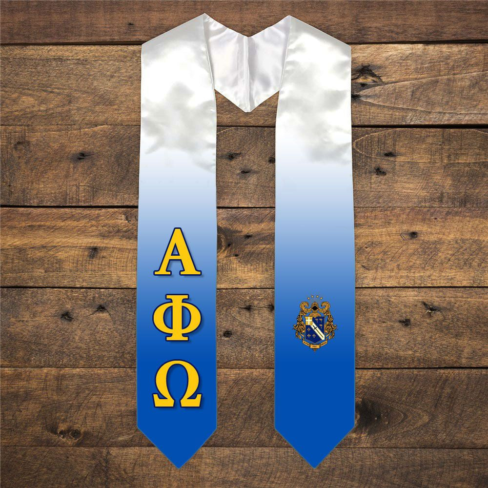 Alpha Phi Omega Extra Fancy Simple Greek Graduation Stole W Crest Alpha Phi Omega Extra Fancy Simple Greek Graduation Stole W Crest