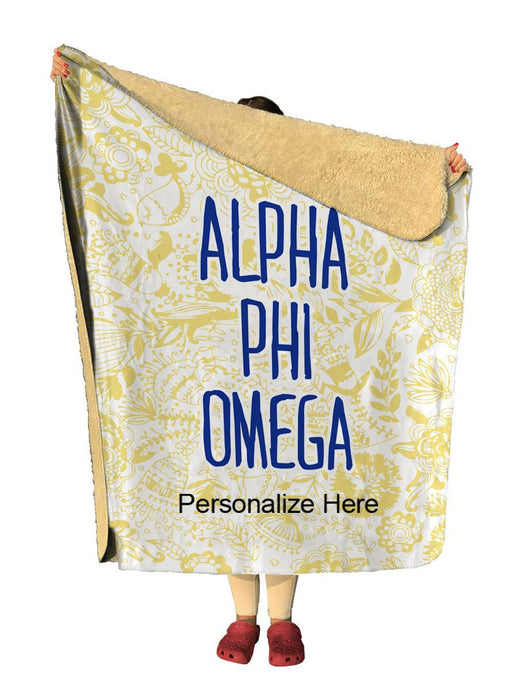 Alpha Phi Omega Floral Sherpa Lap Blanket Alpha Phi Omega Floral Sherpa Lap Blanket