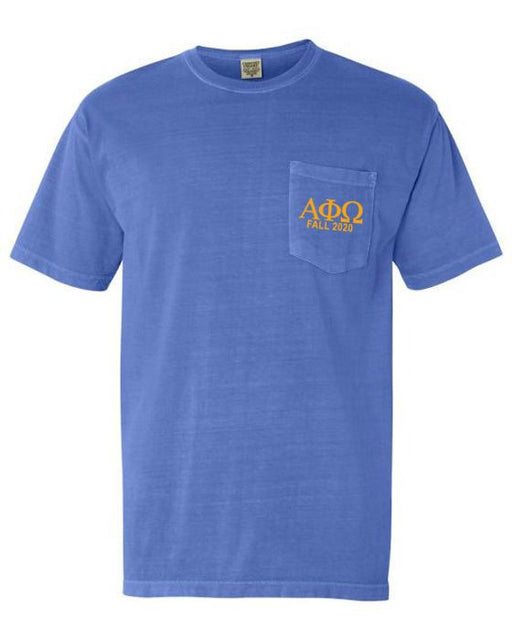 Alpha Phi Omega Alpha Phi Omega Greek Letter Comfort Colors Pocket Tee