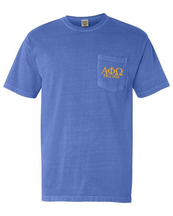 Alpha Phi Omega Greek Letter Comfort Colors Pocket Tee Alpha Phi Omega Greek Letter Comfort Colors Pocket Tee