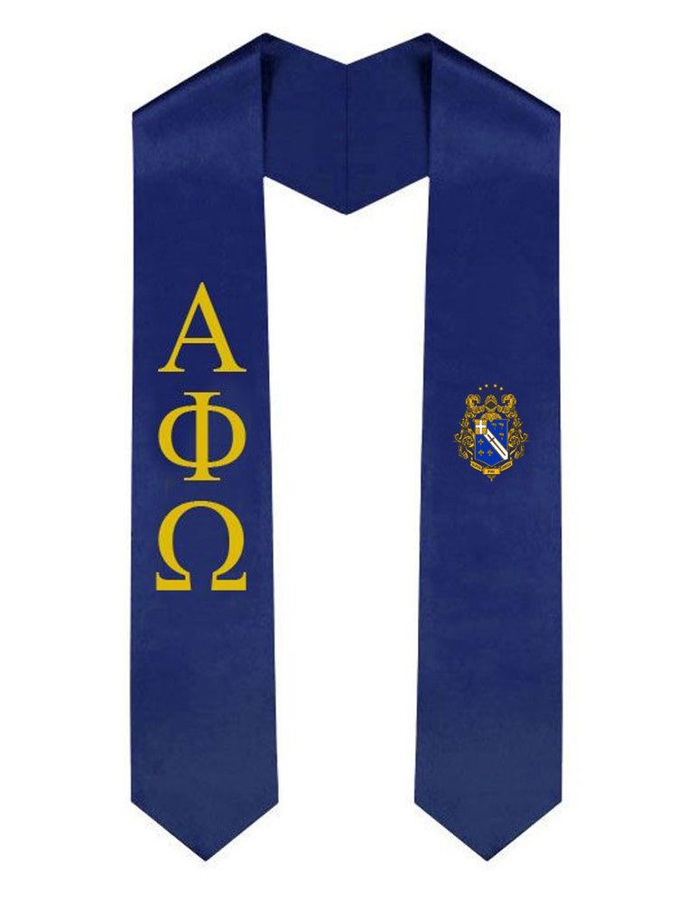 Alpha Phi Omega Greek Lettered Graduation Sash Stole With Crest Alpha Phi Omega Greek Lettered Graduation Sash Stole With Crest