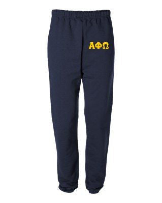 Alpha Phi Omega Greek Lettered Thigh Sweatpants Alpha Phi Omega Greek Lettered Thigh Sweatpants