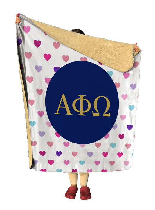 Alpha Phi Omega Hearts Sherpa Lap Blanket Alpha Phi Omega hearts Sherpa Lap Blanket