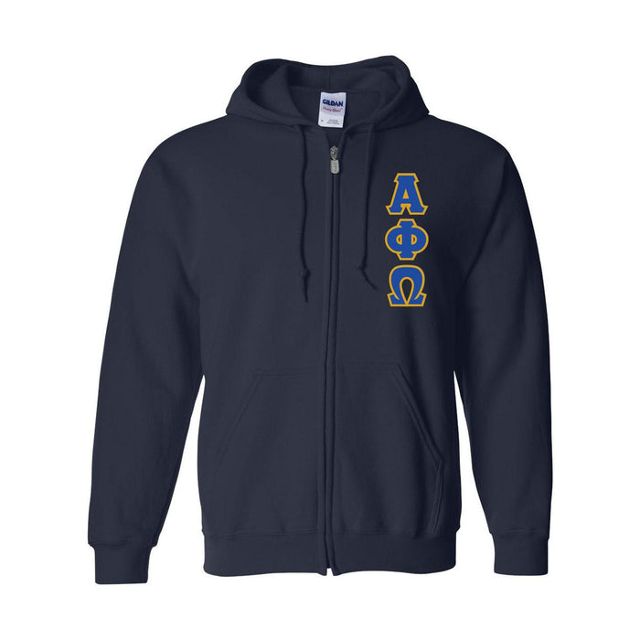 Alpha Phi Omega Heavy Full Zip Hoodie 3" Letters Alpha Phi Omega Heavy Full Zip Hoodie - 3