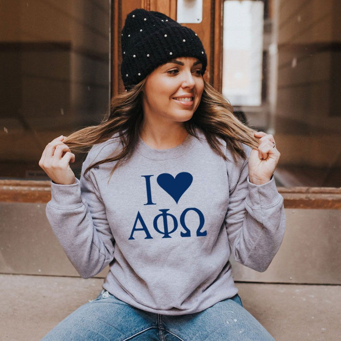 Alpha Phi Omega I Love Crewneck Sweatshirt Alpha Phi Omega I Love Crewneck Sweatshirt