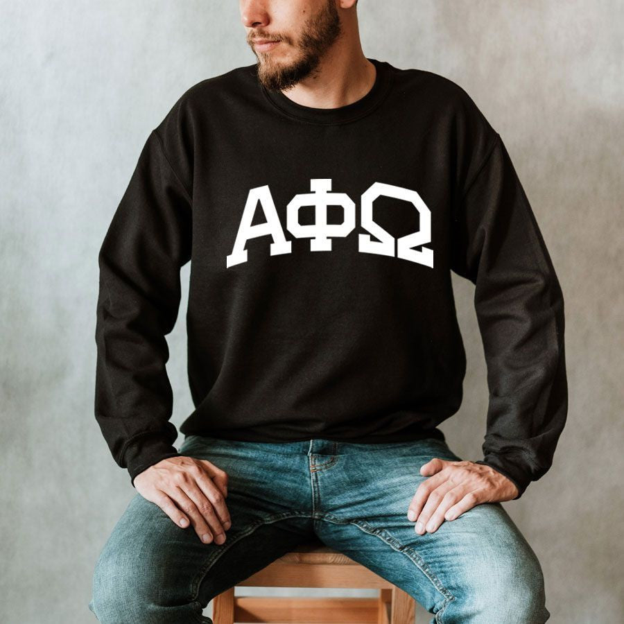 Alpha Phi Omega Arched Greek Letter Crewneck Sweatshirt Alpha Phi Omega Arched Greek Letter Crewneck Sweatshirt