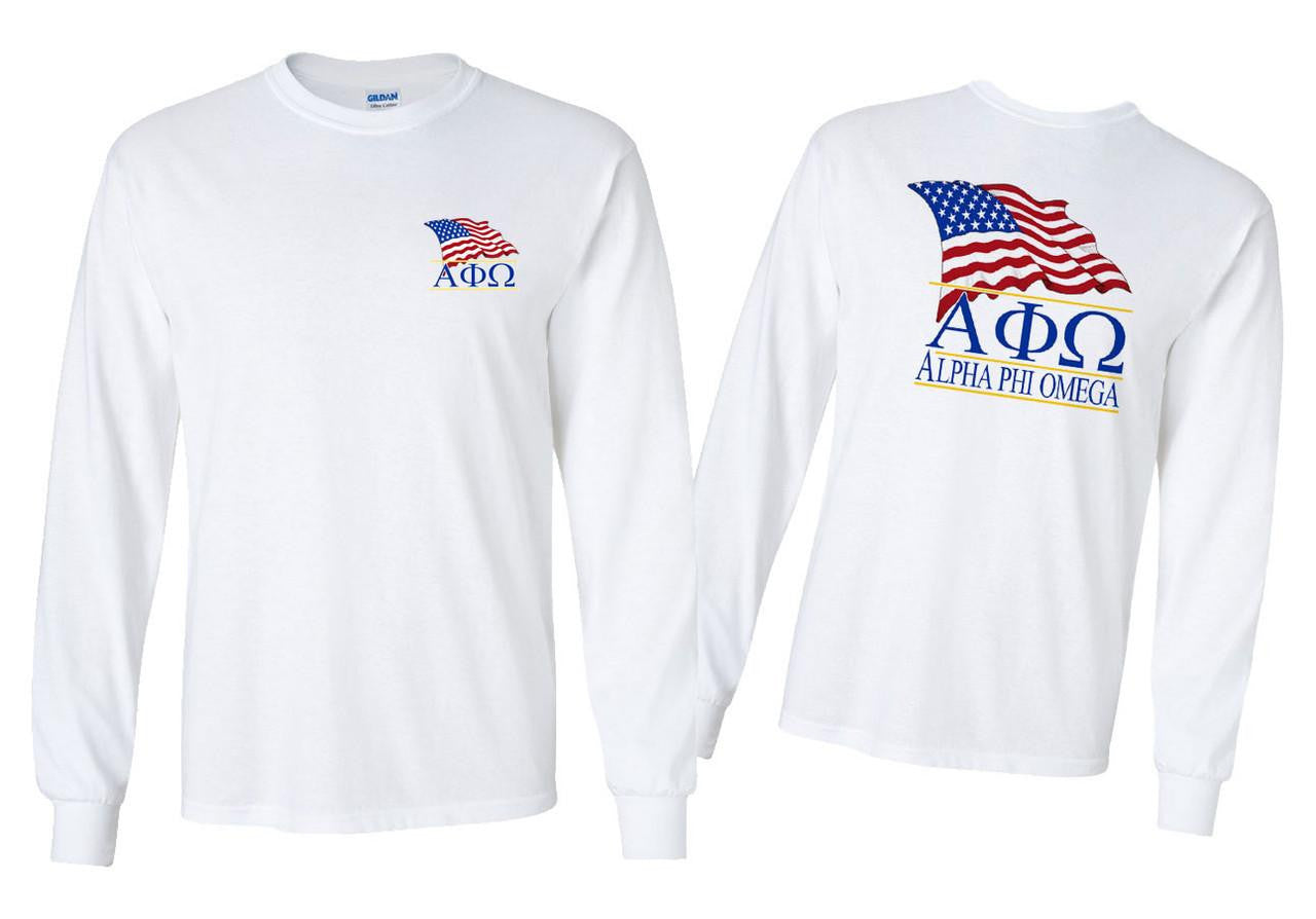 Greekgear Alpha Phi Omega Patriot Long Sleeve T Shirts Alpha Phi Omega Patriot Long Sleeve T-Shirts