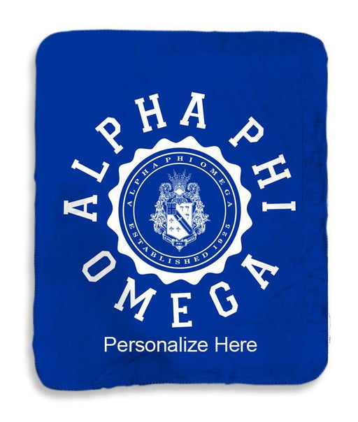 Alpha Phi Omega Alpha Phi Omega Seal Sherpa Lap Blanket