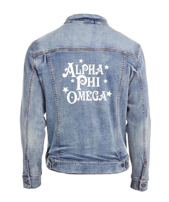 Alpha Phi Omega Star Struck Denim Jacket Alpha Phi Omega Star Struck Denim Jacket