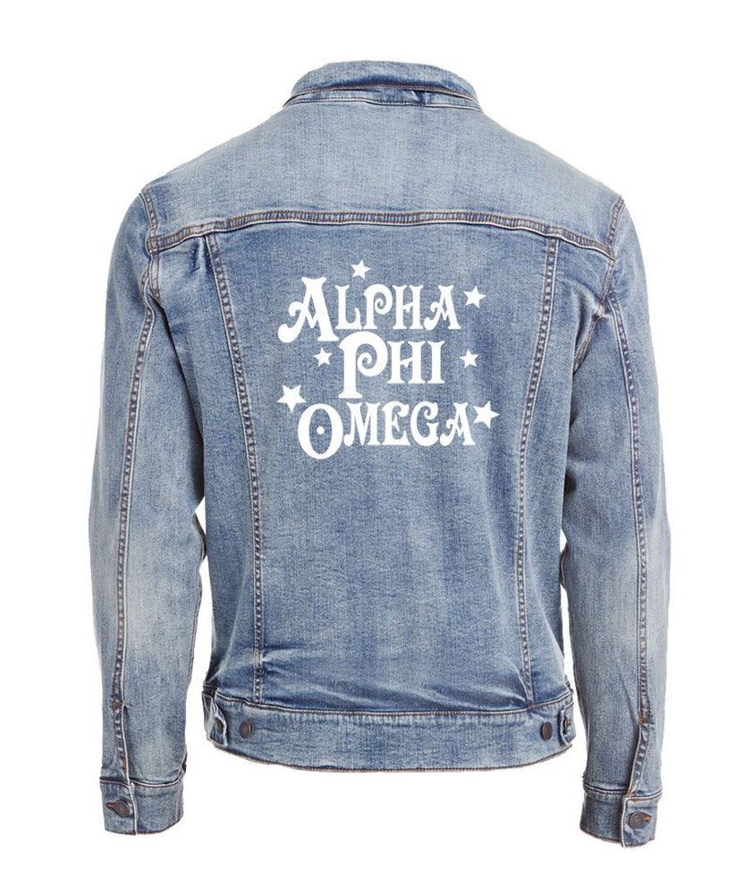 Alpha Phi Omega Star Struck Denim Jacket Alpha Phi Omega Star Struck Denim Jacket