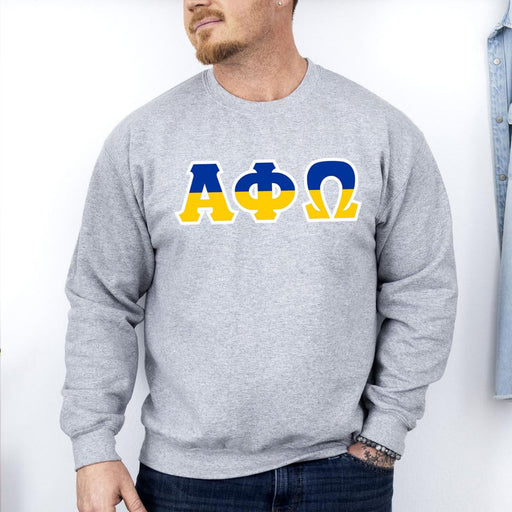Alpha Phi Omega Alpha Phi Omega Two Toned Greek Lettered Crewneck Sweatshirts