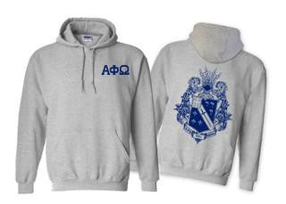 Printify Alpha Phi Omega World Famous Crest Shield Hooded Sweatshirt Alpha Phi Omega World Famous Crest - Shield Hooded Sweatshirt