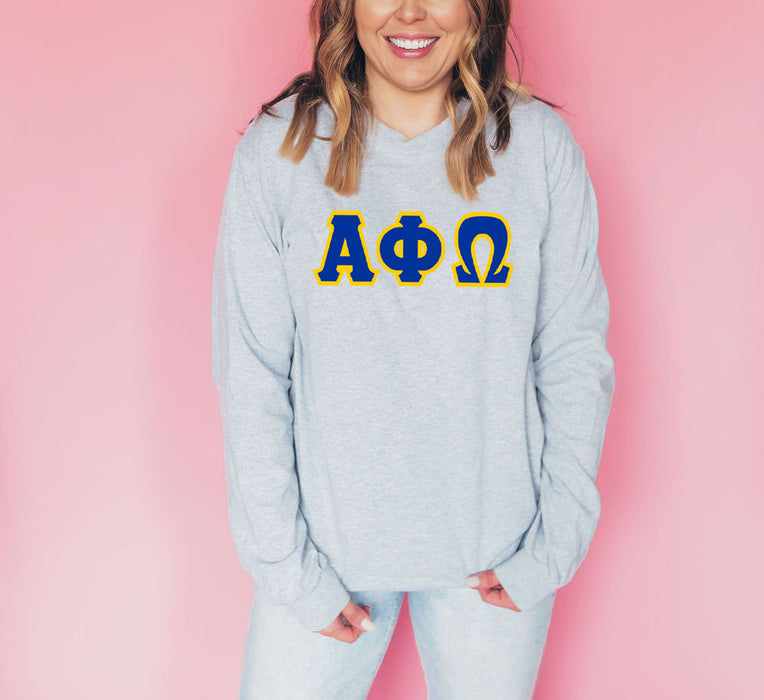 Discount Alpha Phi Omega Lettered Long Sleeve Tee DISCOUNT Alpha Phi Omega Lettered Long Sleeve Tee