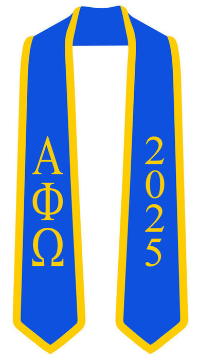 Discount Alpha Phi Omega Greek 2 Tone Lettered Graduation Sash Stole W/ Year DISCOUNT-Alpha Phi Omega Greek 2 Tone Lettered Graduation Sash Stole w/ Year