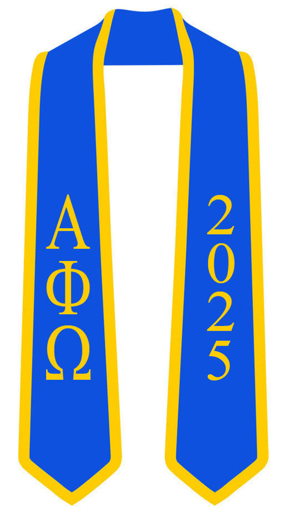 Discount Alpha Phi Omega Greek 2 Tone Lettered Graduation Sash Stole W/ Year DISCOUNT-Alpha Phi Omega Greek 2 Tone Lettered Graduation Sash Stole w/ Year