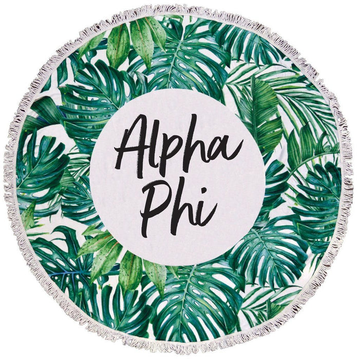 Alpha Phi Palm Leaf Fringe Towel Blanket Alpha Phi Palm Leaf Fringe Towel Blanket