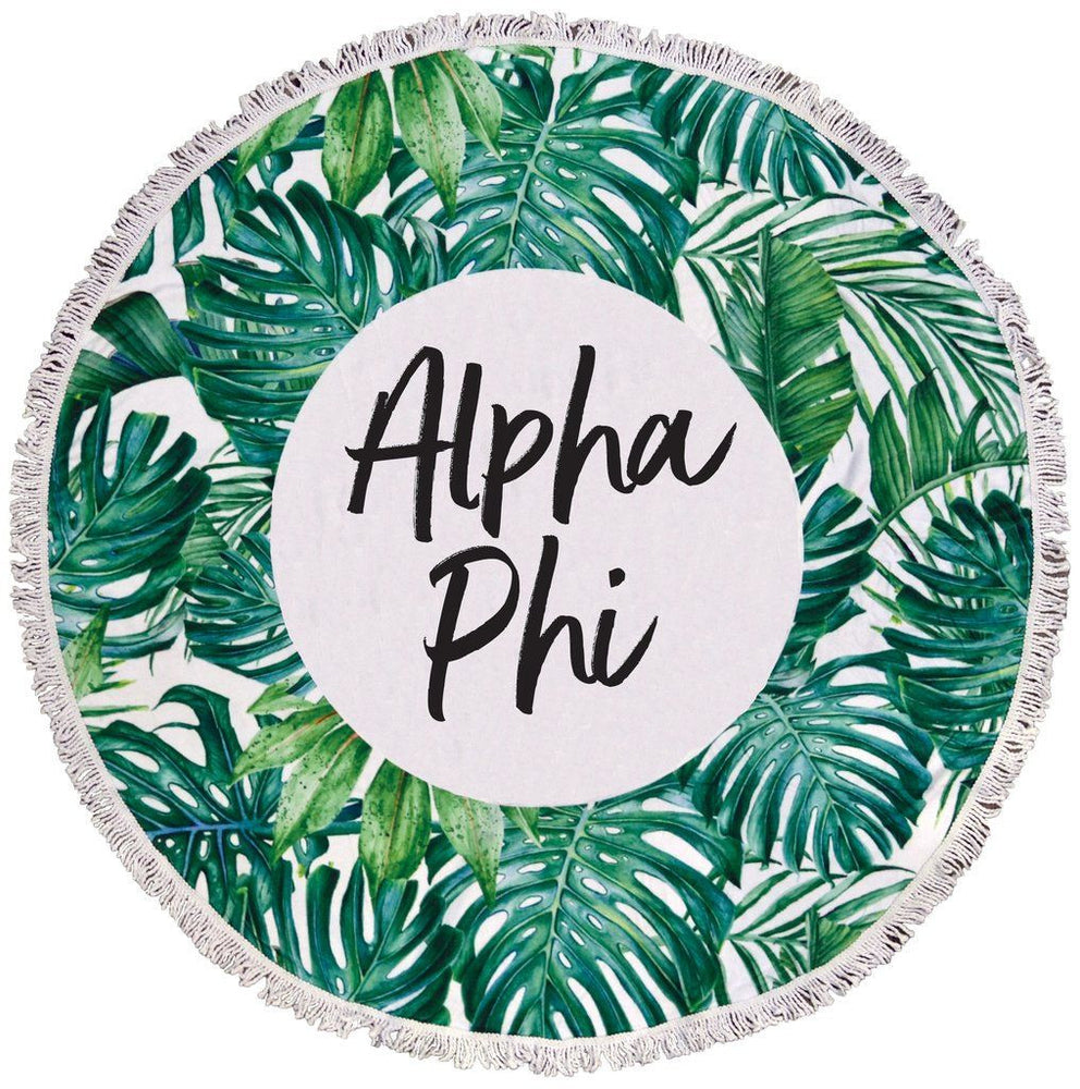 Alpha Phi Palm Leaf Fringe Towel Blanket Alpha Phi Palm Leaf Fringe Towel Blanket
