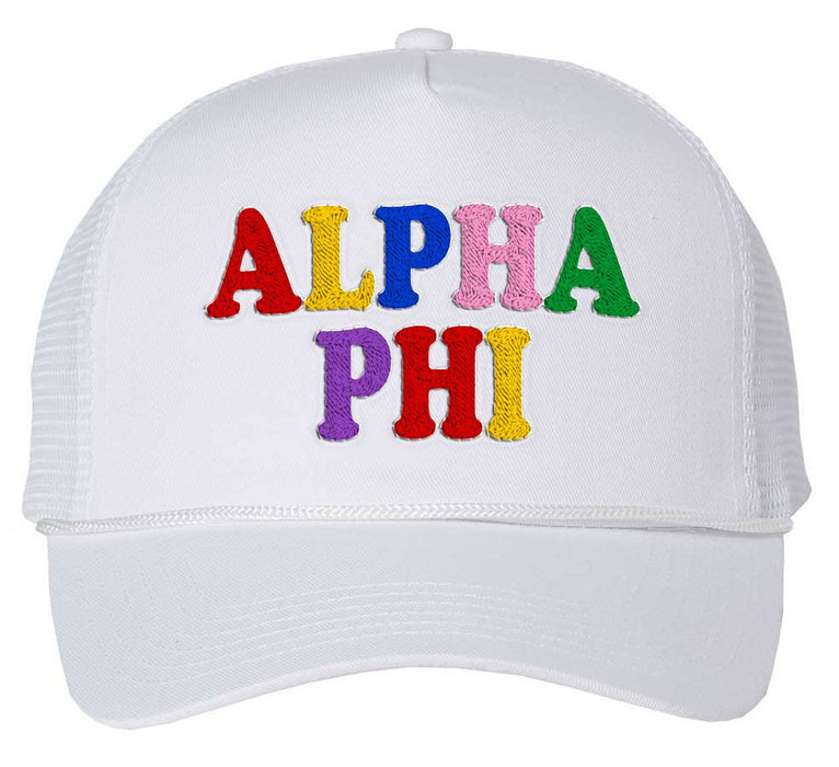 Alpha Phi Rainbow Trucker Hat Alpha Phi Rainbow Trucker Hat