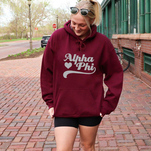Alpha Phi Alpha Phi Script Heart Greek Hoodie