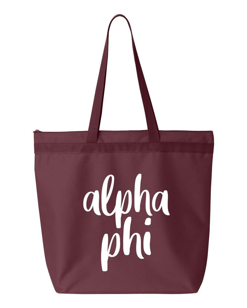 Alpha Phi Script Tote Bag Alpha Phi Script Tote Bag