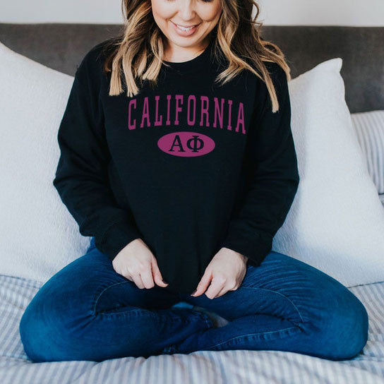 Alpha Phi State Crewneck Sweatshirt Alpha Phi State Crewneck Sweatshirt