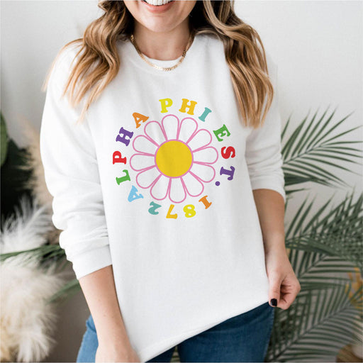 Alpha Phi Alpha Phi Rainbow Daisy Crewneck Sweatshirt